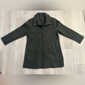 Eileen Fisher Long Drab olive green Wool Button Jacket Womens XL